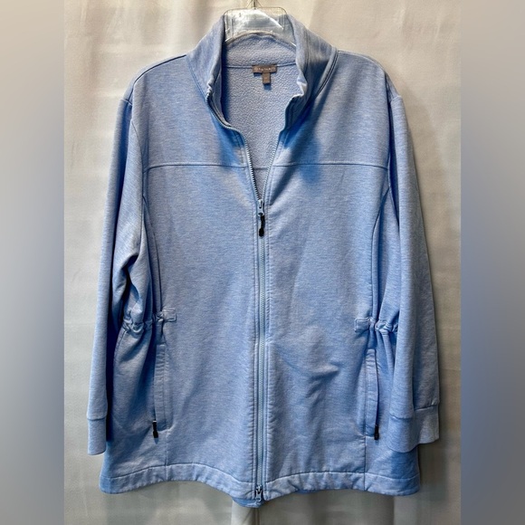 T by Talbots Soft Blue Zip Up Sweatshirt Fleece Jacket Size 2X - Picture 1 of 6